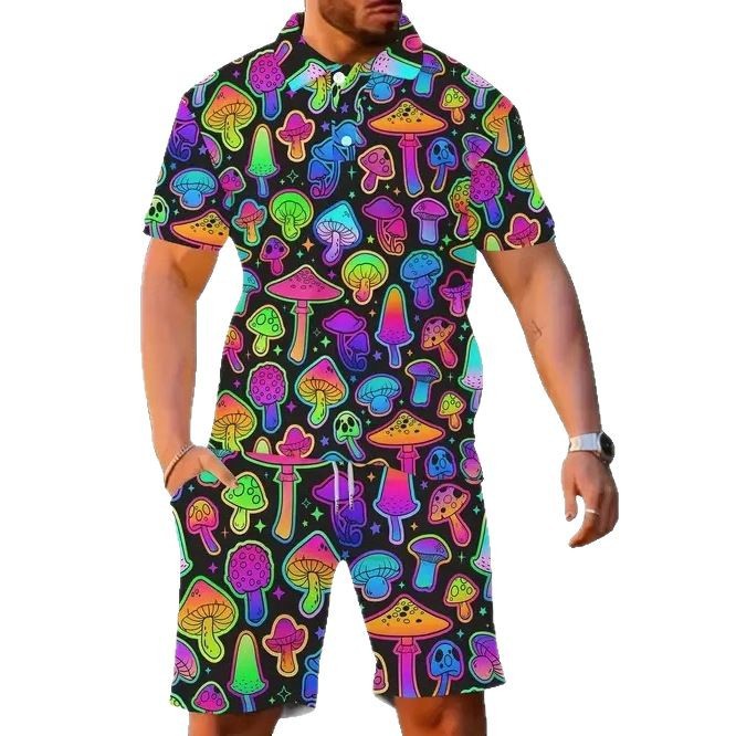 Alta calidad suelta 2025 nueva tendencia de moda salvaje de manga corta POLO pantalones cortos traje MB13 MA1