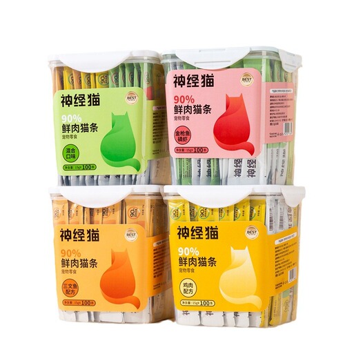 Cat strips 100 pieces whole box hydrating chicken strips salmon adult kitten cat strips wet food package pet food cat snacks