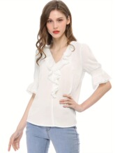 E 44603 V-neck ruffled top V ���Ҷ����������ѷ�羳