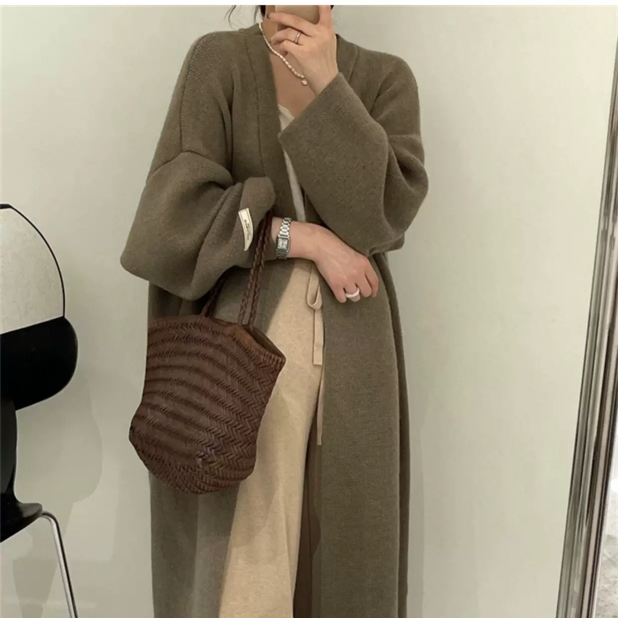 慵懒风中长款毛衣外套女2025秋冬新款高级感针织开衫宽松外穿大衣