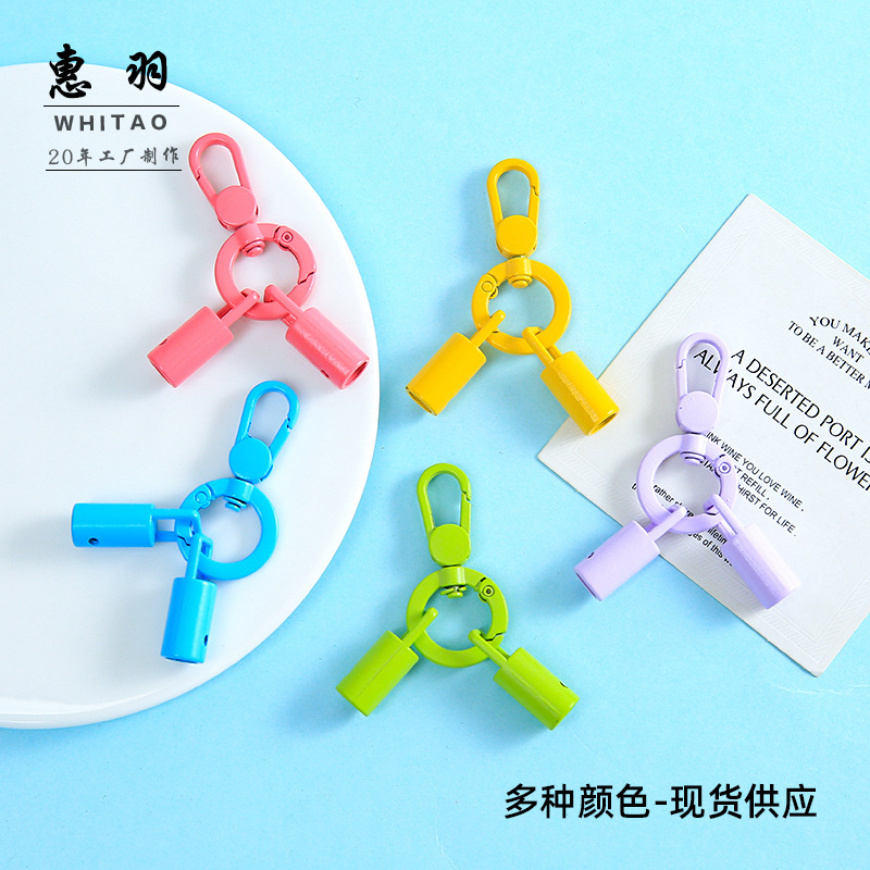 New model of three-piece clock pendant DIY craft material set, spring ring hook keychain accessories wholesale