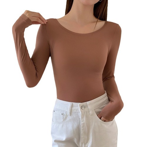 [Bosein] Korean style slimming low-necked base layer, ultra-thin large round neck thermal underwear, slim slimming top for women