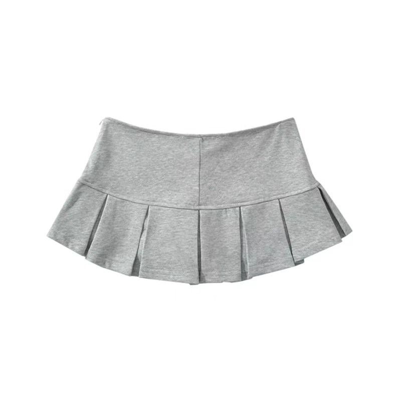 Gray sweatshirt pleated skirt, slimming, new summer style, college American style, petite hot girl casual short skirt for women Gray sweatshirt pleated skirt, slimming, new summer style, college American style, petite hot girl casual short skirt for women