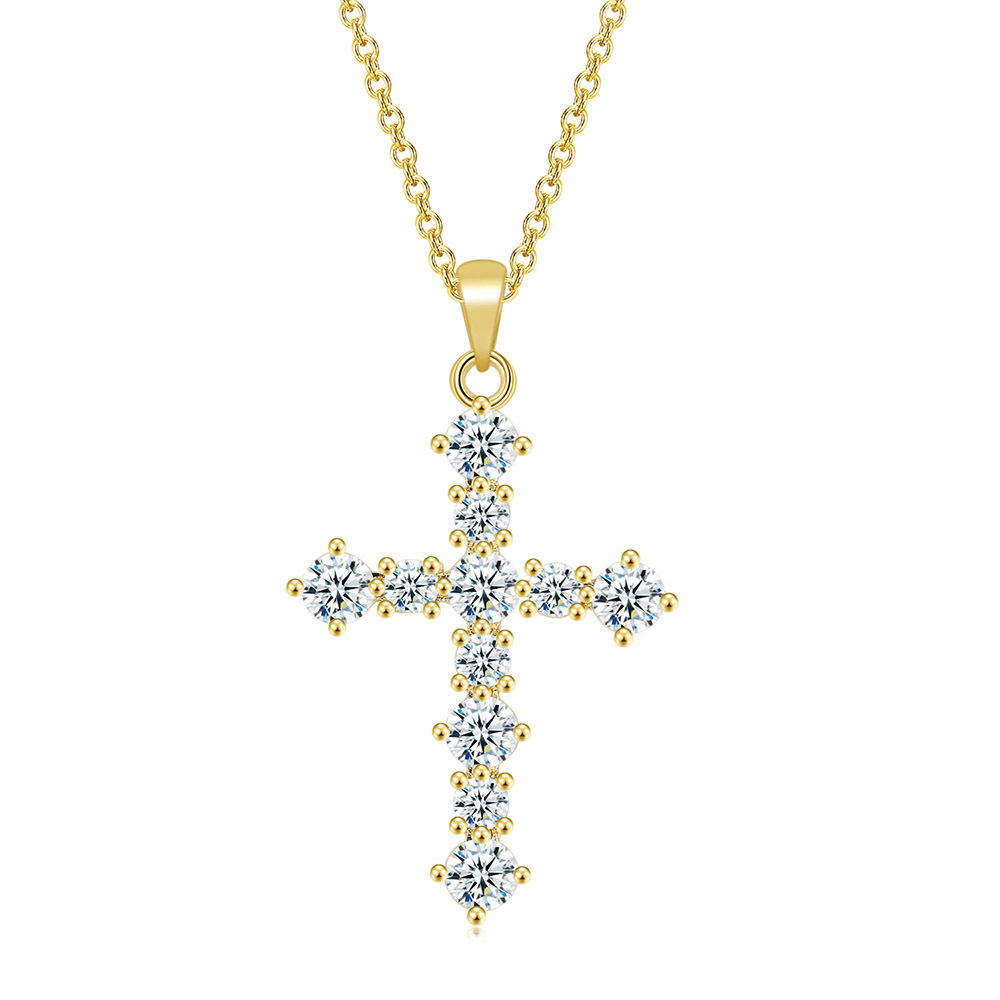 Fashion Cross Copper Inlay Zircon Pendant Necklace 1 Piece display picture 1