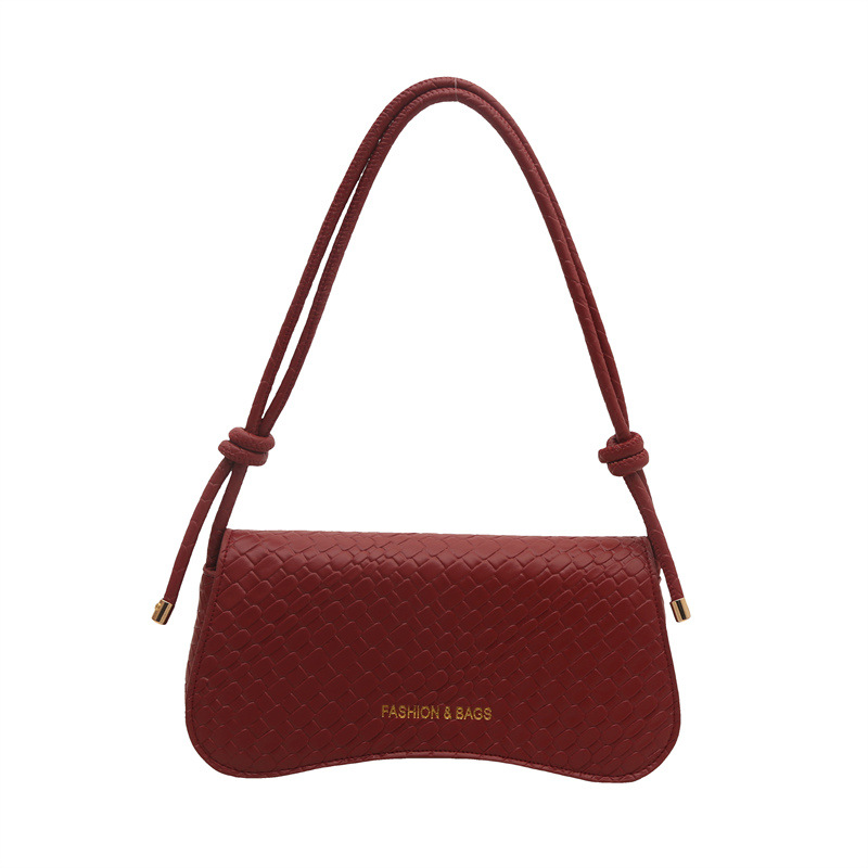 Casual simple retro moda tejido patrón 2025 color sólido verano nueva moda popular bandolera portátil