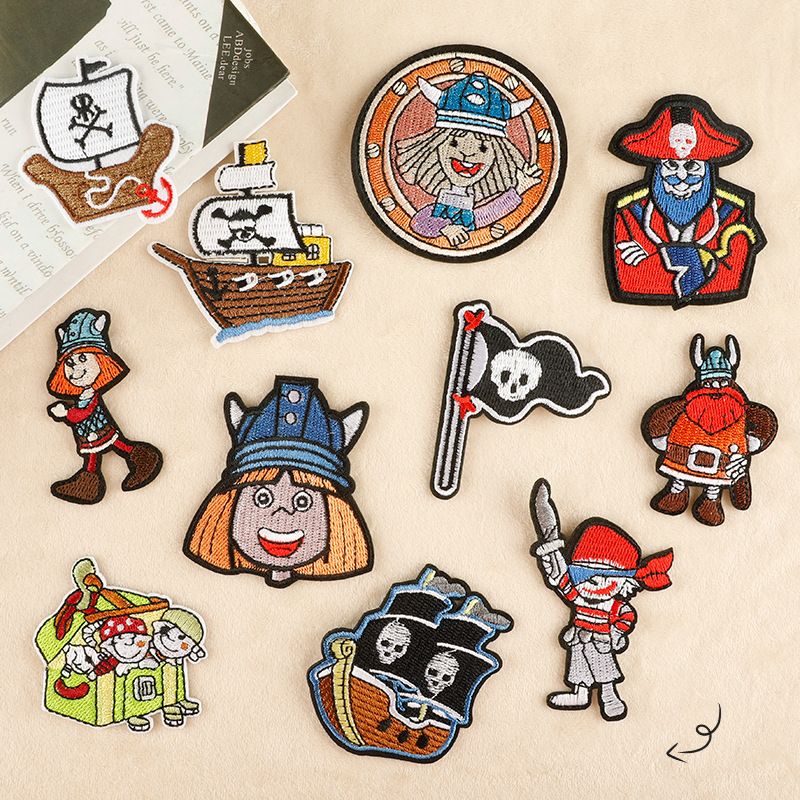 千枫电脑绣花标厂家直销海盗骷髅补丁跨境电商货源服装辅料刺绣贴
