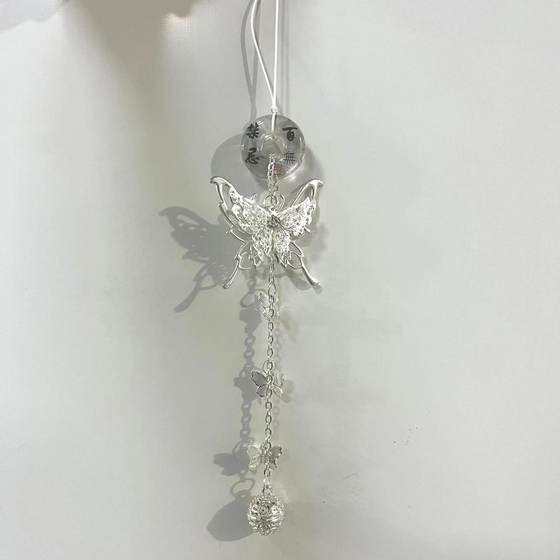 [Silver Wing Butterfly] No Forbidden Palace Bell Mobile Phone Chain Pendant Schoolbag Hanging Chain Silver Plate Safe Buckle Goo Ben Chain Butterfly