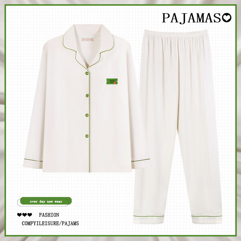 Pijamas a cuadros de algodón para mujer primavera y otoño 2025 nuevo estilo lindo traje de servicio a domicilio de manga larga de perro de pudín estilo ins