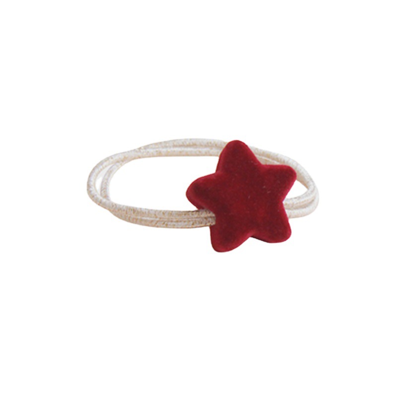 Otoño e Invierno retro banda de goma accesorios para el cabello femenino amor estrella pelo anillo terciopelo rojo todo partido bola cabeza pelo cuerda al por mayor