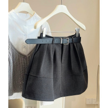 小个子毛呢蓬蓬裙女半身裙秋冬新款高腰显瘦遮胯短裙灯笼花苞裙子