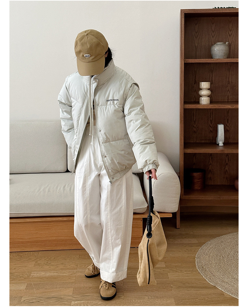 Abnehmbare Ärmel, Männer und Frauen, dickes Winterdesign, Unterhemdweste, für lässige Paare, Daunenjacke aus Baumwolle_voghion.com