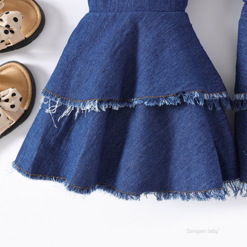 Cross-border Kids' Clothing: Spring/ Autumn European & American-style Double-layer Raw-edge Denim Pants – Versatile Denim Flared Trousers for Girls