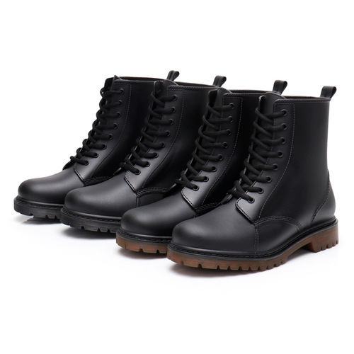 Korean style couple short booties with laces fashion Martin new rain boots for both sunny and rainy days, motorcycle water boots rubber shoes 