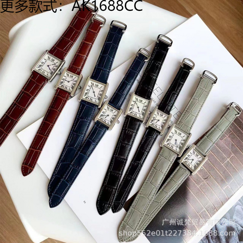 Factory Direct Sales Xiaohongshu Same Tank Series Quartz Watch Fashionable Casual Square Couple