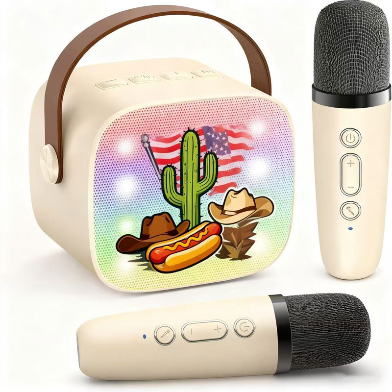 Cross-Border Amazon Bluetooth Speaker Mini Cartoon High-Quality Karaoke Speaker Microphone Integrated Home Ktv Speaker