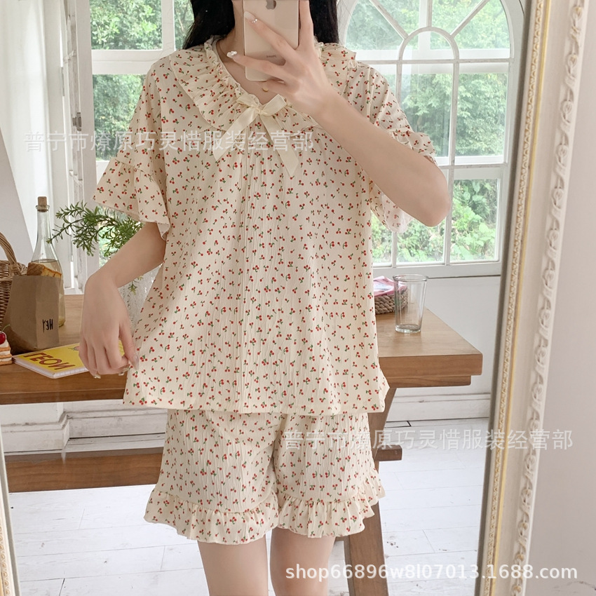 Princess Wind Pijamas verano 2024 nuevo estilo puro deseo de estilo medio largo in-hinge pijama ropa doméstica mujer