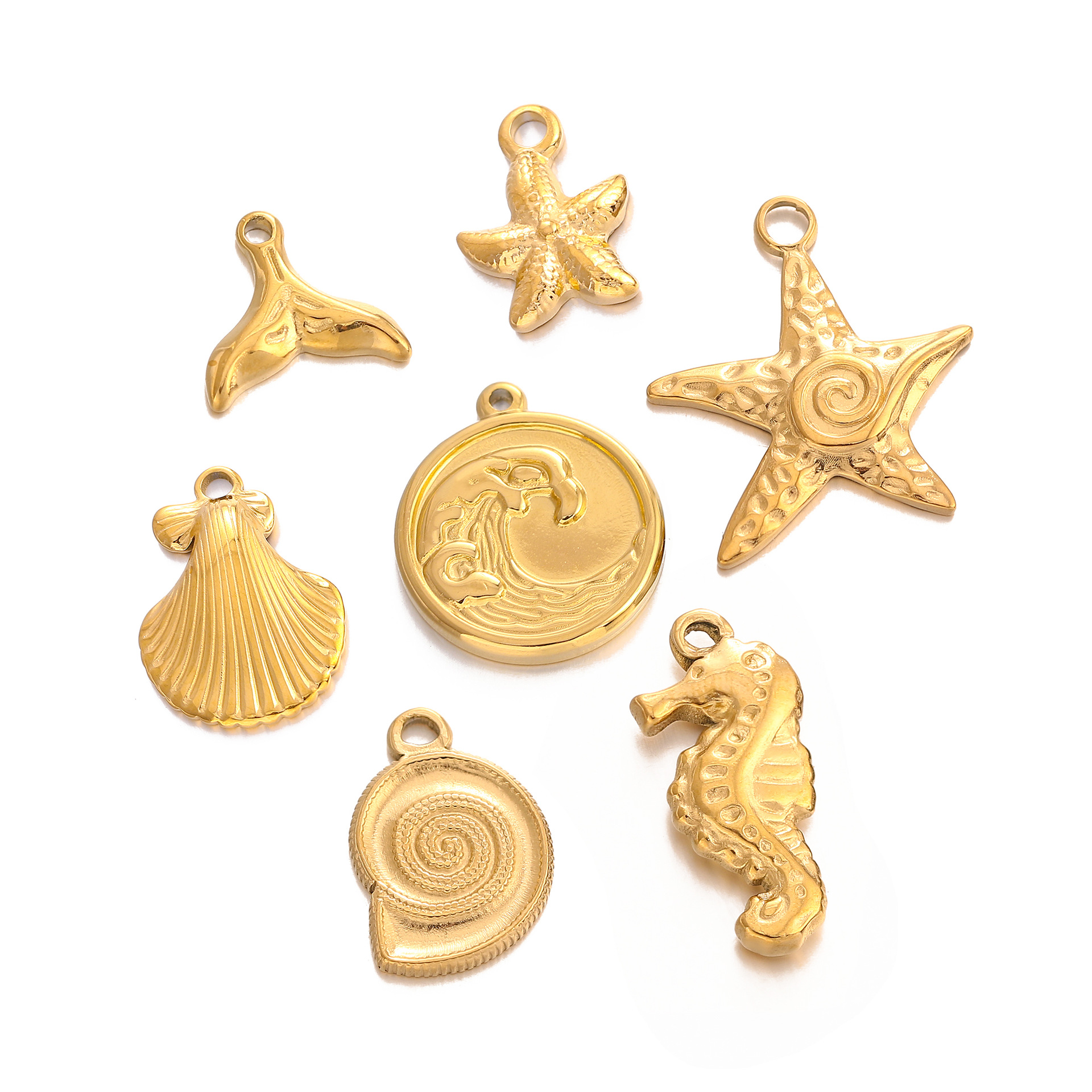 6g Weight Pendant Jewelry Making Type 11*16MM, 20 * 23mm Jewelry Making Size DIY Jewelry Accessories Classification 3 PCS/Package Quantity 304 Stainless Steel Material Starfish, Hippocampus, Shell Pattern Plating Design Simple Style Style 3 PCS/Package 11*16MM 20 * 23mm 304 Stainless Steel Starfish Hippocampus Shell Pendant 无