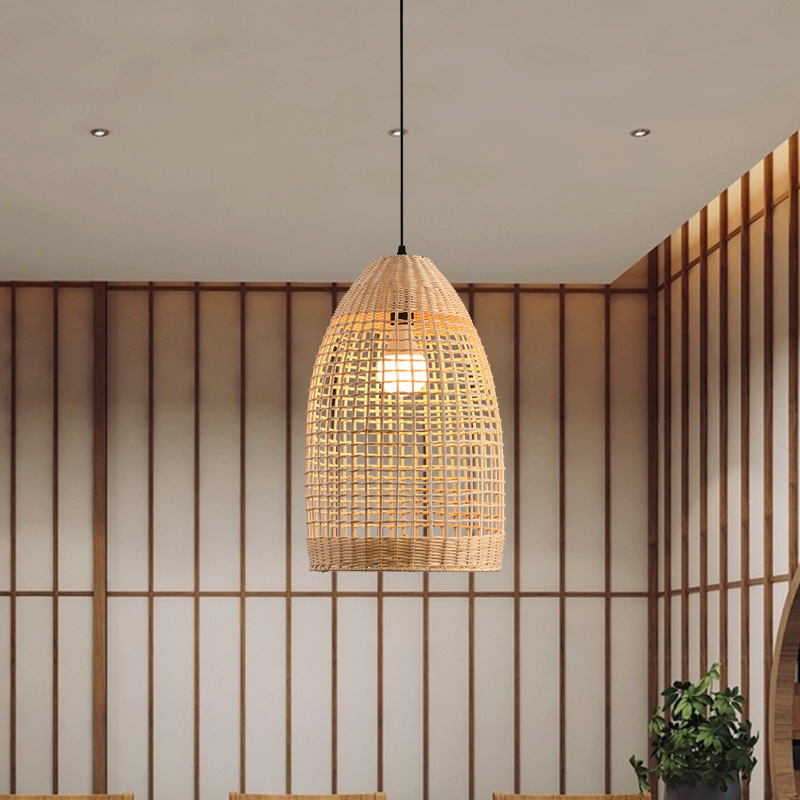 Landelier de caña bar sala de comedor estudio lámpara sala de té nostálgica lámpara de arte pastoral hogar tatami lienzo de caña
