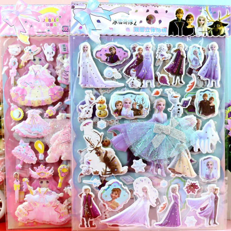 Детская мультяшная трехмерная одежда Frozen Princess Sofia, Двухслойное кружевное марлевое платье, наклейки из пенопласта для девочек