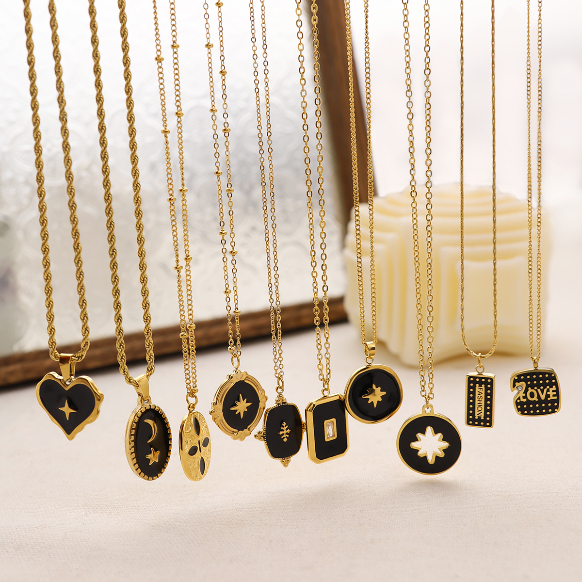 retro necklace stainless steel