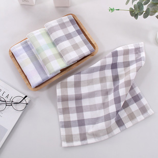Tuqiangshang Ultra-Pure Cotton Gauze Checkered Square Towel 34*34cm Kidsren's Untwisted Gauze Face Towel Wholesale
