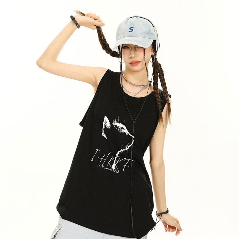 Basketball Vest Women's Summer Outer Wear Trendy Ins Korean Style New Loose Bf Style Hip-Hop Sleeveless T-Shirt Sports Top Ball Uniform