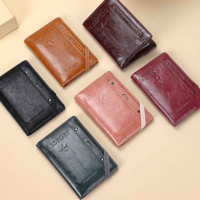 2026 New Rfid Anti-Theft Passport Travel Multi-Functional Ticket Retro Document Large Capacity Multi-Card Slot Passport Bag