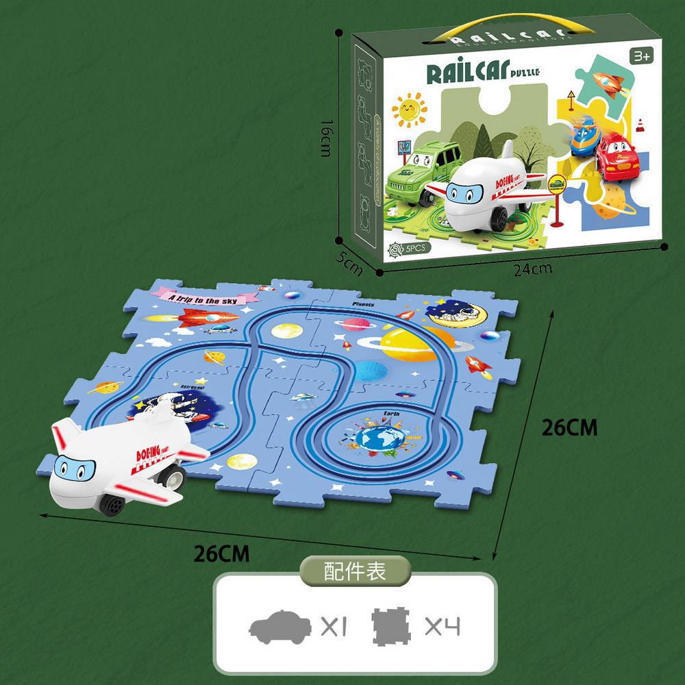 Rompecabezas transfronterizo pista coche DIY montaje libre multi-escena mapa pista coche eléctrico juguetes educativos para niños