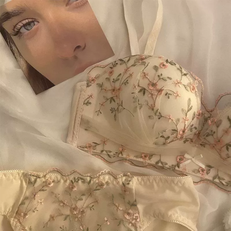 Белье, пуш-ап бюстгальтер, поддерживающий бесшовный бюстгальтер, сексуальный топ-бюстгальтер, комплект, цветочный принт