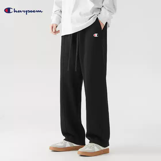 Champion Graffiti Casual Pants for Men 2024 Fall/Winter New Straight Leg Sweatpants Embroidered Fleece Loose Fit Athletic Trousers