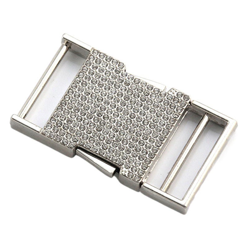 Metal Rhinestone Buckle Safety Clasp for Women's Handbags, Diamond-Encrusted Clasp with Lanyard and Lock