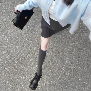 Grey Calf Socks for Women Spring and Autumn New High-grade Black Knee-high Socks Korean Style Skinny Long High Socks with Micro Pressure