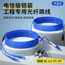 铠装光纤跳线 FC-LC-SC-ST单模单芯双芯3-30米防鼠抗拉尾纤批发