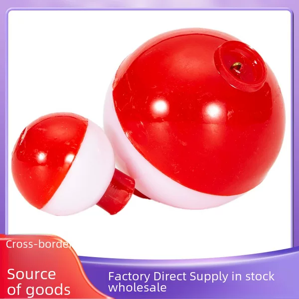 Cross-Border Fishing Round Ball-Shaped Large Belly Fishing Float, Sea Fishing Round Red and White Eye-Catching Float with Line for Long-Distance Casting