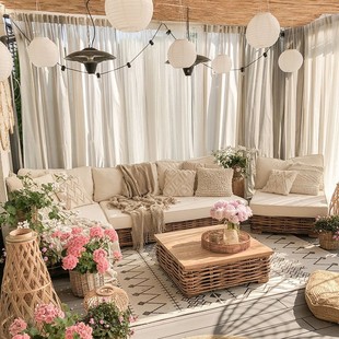 Outdoor Sofa Courtyard Rattan Leisure Waterproof Sun Protection Open-Air Sun Room Coffee Table Garden Furniture B&B Terrace