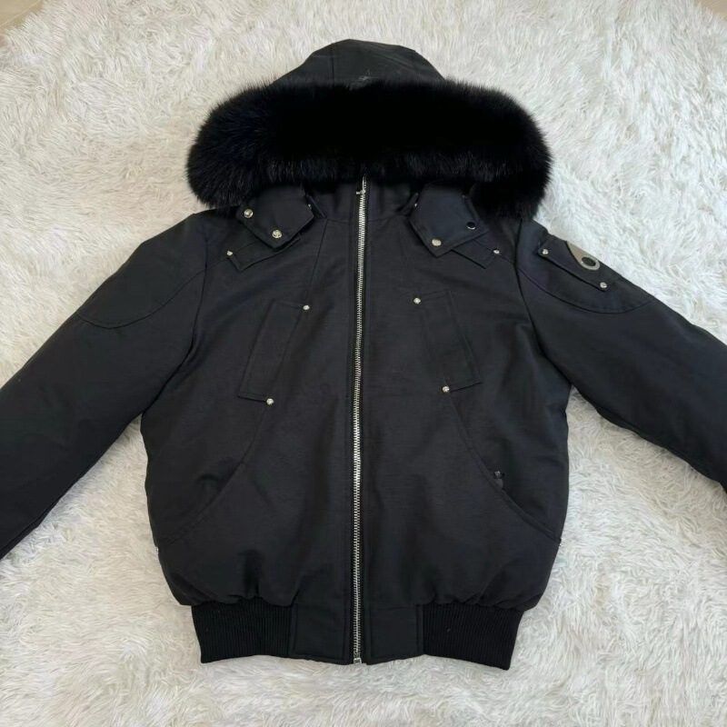 Men Fox Fur Hooded down Bomber Jacket Palm Moose Men Fox Fur Hooded down Bomber Jacket Palm Moose