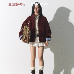 OAKMOO【超级时装发布9/8 18:00】安可拉红50羊毛外套女秋冬毛呢