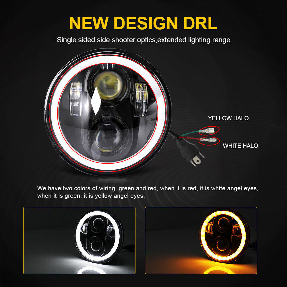 5.75inch Harley Wrangler Headlight Off-Road Vehicle Motorcycle Headlight Full Circle 4-Bead 60W with Angel Eyes