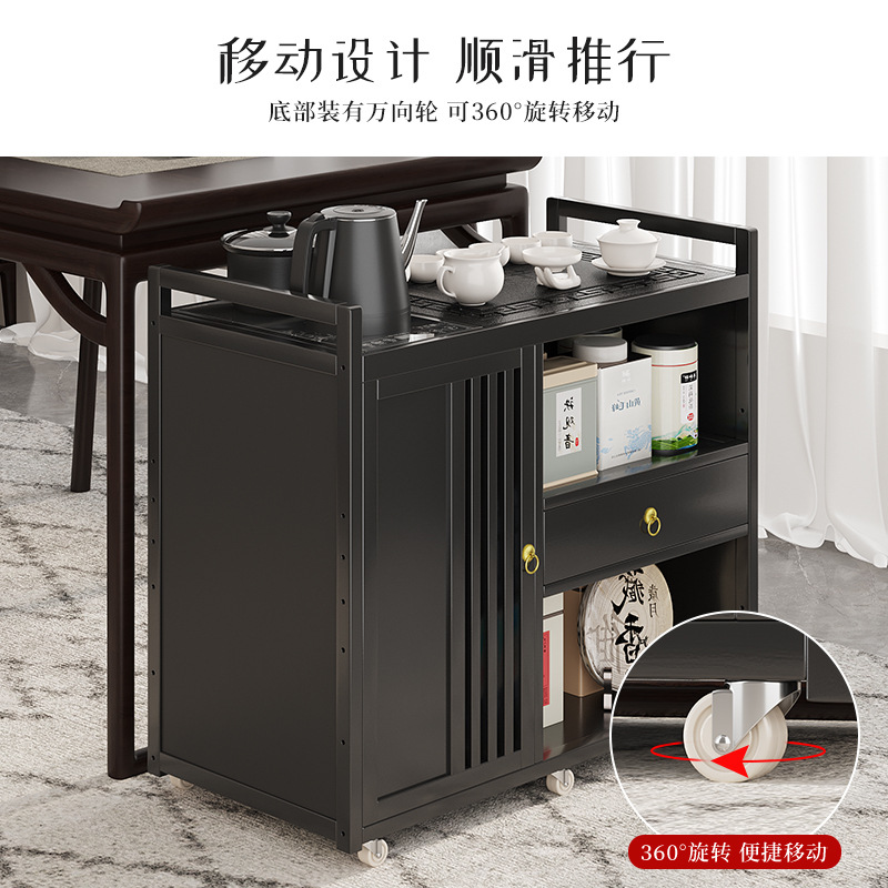 Mesa de té móvil balcón casa pequeña mesa de té carrito de té hervidor de agua integrado gabinete de té con ruedas mesa lateral de té juego de té traje