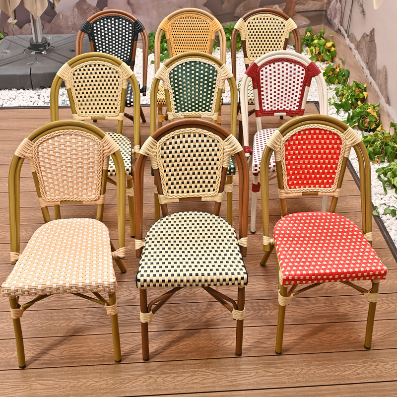 Coffee Shop Tables and Chairs, Outdoor Slate Marble Dining Table, French Retro Rattan Chair Set, Southeast Asia Cross-Border Direct Supply Coffee Shop Tables and Chairs, Outdoor Slate Marble Dining Table, French Retro Rattan Chair Set, Southeast Asia Cross-Border Direct Supply