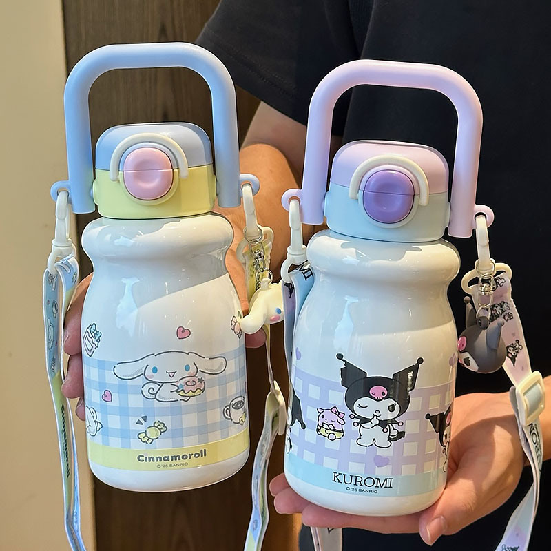 库洛米儿童保温杯 可爱小学生上学专用女生高颜值316不锈钢双饮杯|undefined