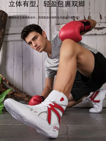 Professional boxing and wrestling shoes, high-top, for adults, suitable for sparring, fighting competitions, indoor fitness training, and Muay Thai