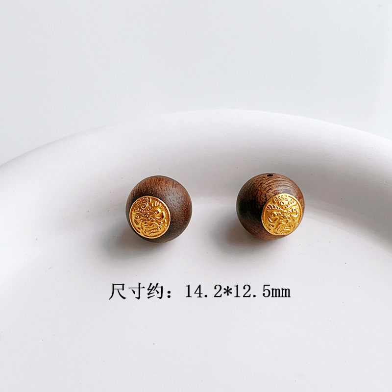 Natural agarwood play accessories s925 silver gold-plated five by zhakiram bracelet accessories diy beads half