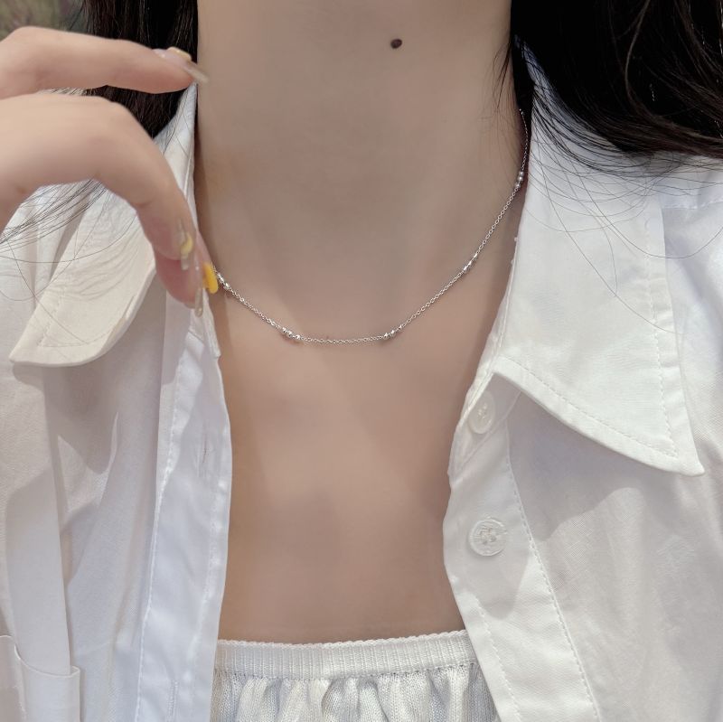 925 Sterling Silver Material 925 Sterling Silver Geometric Long Necklace Necklace Choker