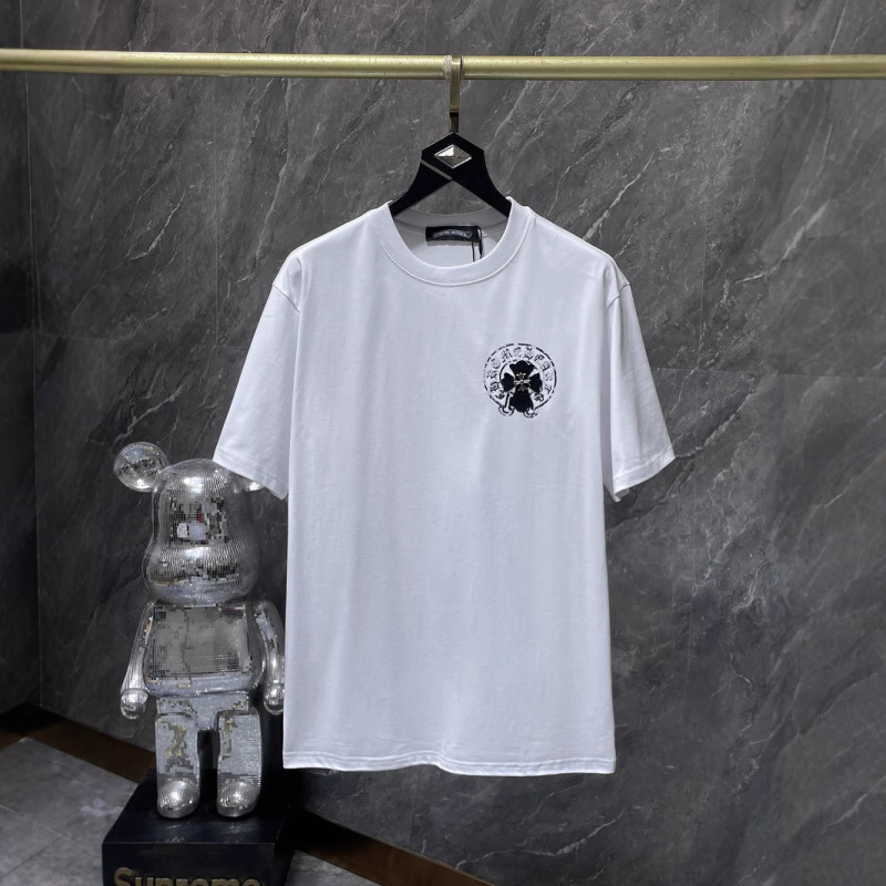 クロスボーダー 2025 夏新作 CH クロウパッチメタルクロスプリント半袖 Tシャツ男性と女性の同じスタイル Tシャツ|undefined