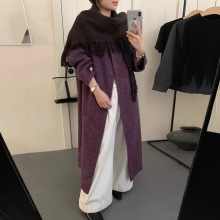 围巾款（双面100羊毛）长毛羊绒大衣-不退换