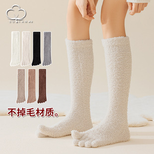 Calf socks women's stockings autumn and winter fleece-lined thickened coral fleece warm knee socks breathable sweat-absorbent ladies plush socks