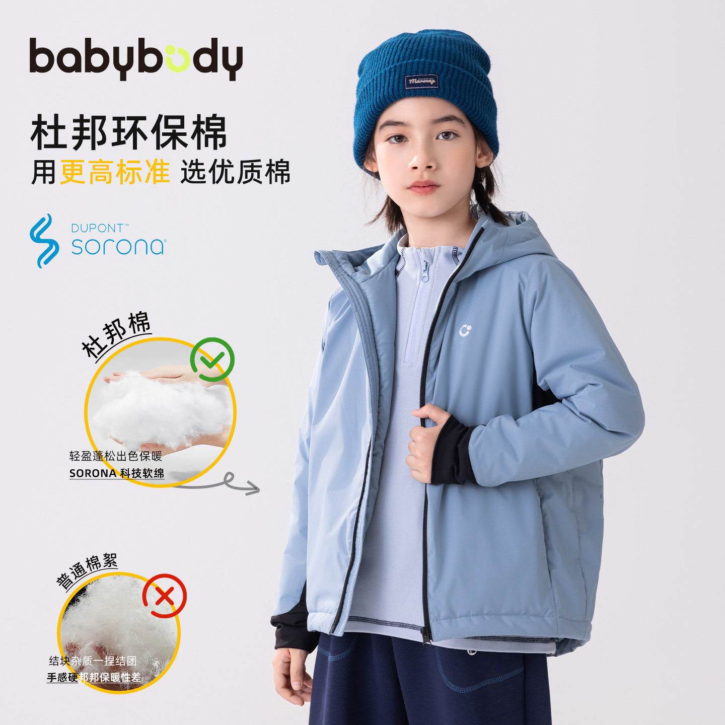 babybody童装杜邦棉儿童棉服秋冬轻量棉衣2025冬季男童棉袄外套潮