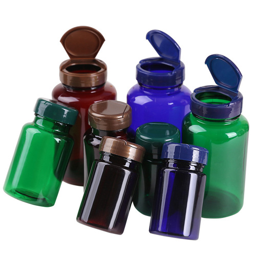 Wholesale Flip-Top Health Supplement Bottles, Food-Grade PET Plastic Sealed Calcium Tablets, Pressed Candy Lozenges, Capsule Packaging
