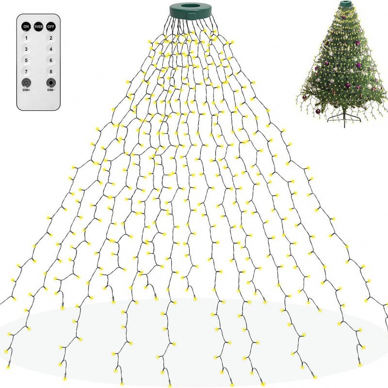Lámpara de Navidad LED anillo árbol luz de árbol de Navidad luz de árbol USB baja tensión pentagramas cascada colgar árbol decoración de luz de agua